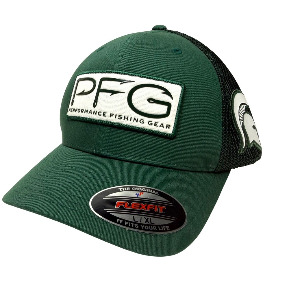 Columbia PFG Michigan‎ State Spartans Hat Green Mesh Flexfit L/XL XU1057